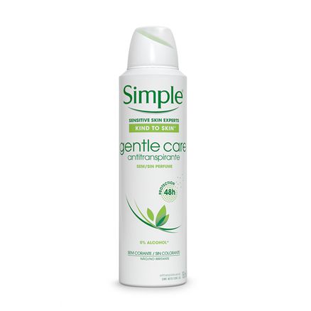 Desodorante Aerosol Simple Gentle Care Antitranspirante Sem Perfume 150ml