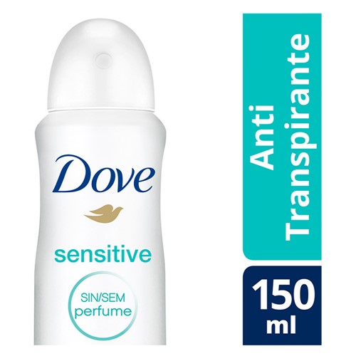 Desodorante Antitranspirante Aerosol Dove Sensitive Sem Perfume com 150ml