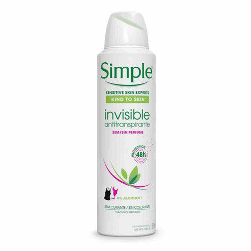 Desodorante Antitranspirante Aerosol Simple Invisible Feminino 150ml