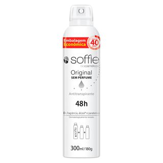 Desodorante Antitranspirante Aerossol Soffie - Unissex Original 48h Sem Perfume 300ml