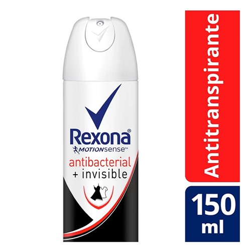 Desodorante Antitranspirante Rexona Antibacterial + Invisible Aerosol 150ml