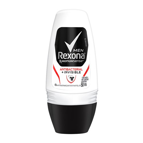 Desodorante Antitranspirante Rexona Men Antibacterial + Invisible Roll-on com 50ml