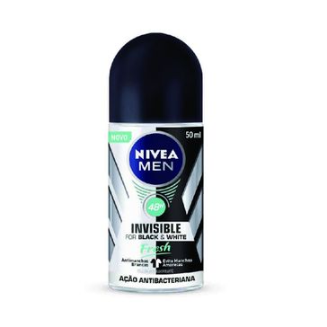 Desodorante Antitranspirante Roll On Nivea Invisible For Black & White Fresh Nivea Men 50ml