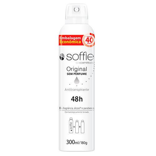Desodorante Antitranspirante Soffie Original 48h Sem Perfume Aerosol 300ml