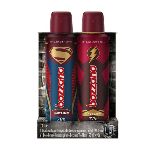 Desodorante Bozzano Superman + The Flash 72h com 02 Unidades Preço Especial