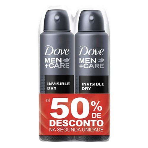 Desodorante Dove Men + Care Invisible Dry Aerosol Antitranspirante 48h com 2 Unidades com 150ml Cada + 50% Desconto na 2ª Unidade