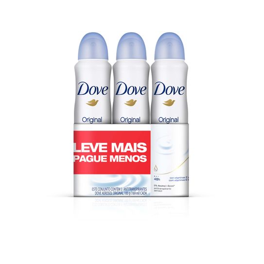 Desodorante Dove Original Aerossol 100g com 3 Unidades Preço Especial