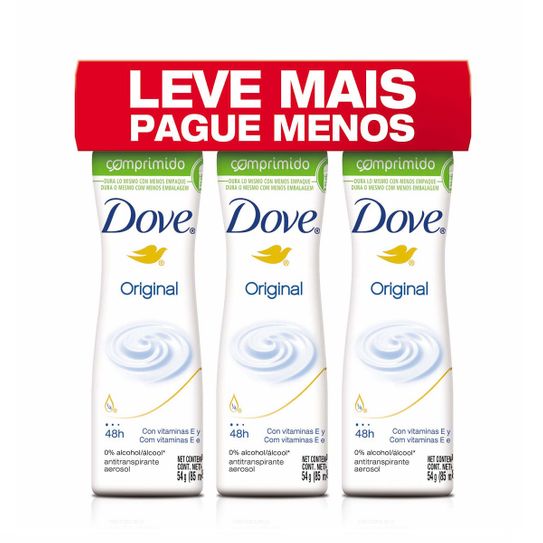 Desodorante Dove Original Aerossol Comprimido 54g com 03 Unidades Preço Especial