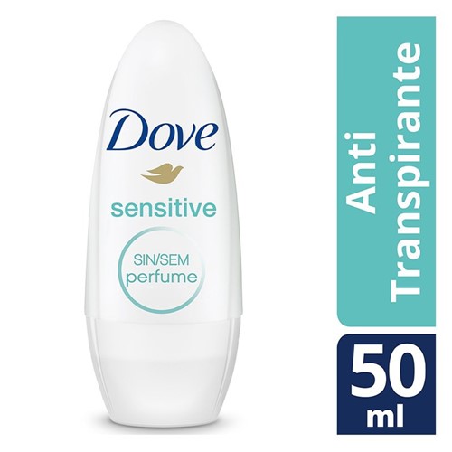 Desodorante Dove Sensitive Roll-on Antitranspirante Sem Perfume 48h com 50ml