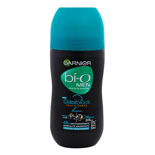 Desodorante Garnier Bí-O Men Odorblock Roll-on Antitranspirante 48h com 50ml
