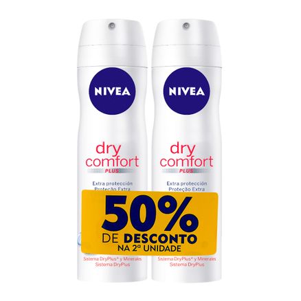 Desodorante Nivea Dry Comfort Aerosol 2 Unidades de 150ml Cada + 50% Desconto na 2ª Unidade