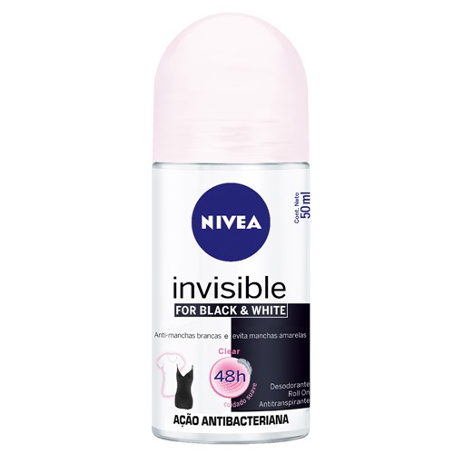 Desodorante Nivea Invisible For Black & White Clear Roll-on Antitranspirante 48h com 50ml