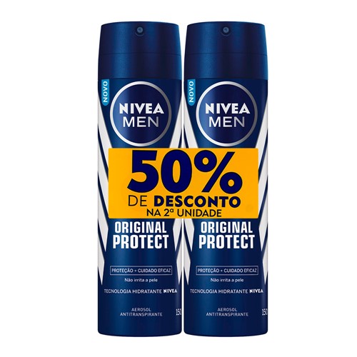 Desodorante Nivea Men Original Protect Aerosol 50% de Desconto na Segunda Unidade 150ml Cada
