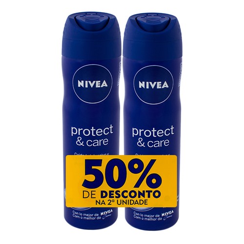 Desodorante Nivea Protect & Care Aerosol Antitranspirante 48h com 2 Unidades de 150ml Cada + 50% Desconto na 2ª Unidade