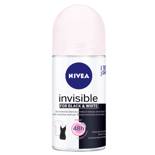 Desodorante Nivea Roll On Invisible Black & White Clear Feminino 50ml