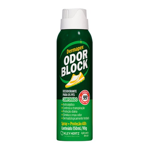 Desodorante para Pés Dermapex Odor Block Canforado Aerosol 150ml