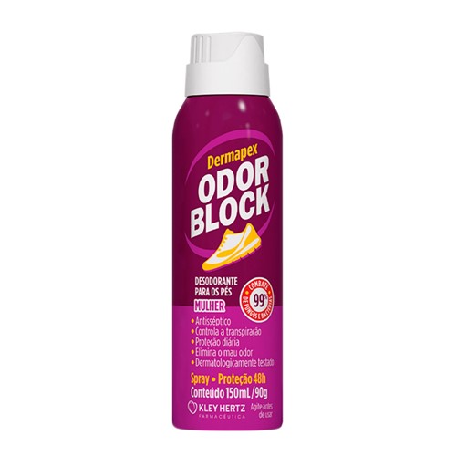 Desodorante para Pés Dermapex Odor Block Mulher Aerosol 150ml