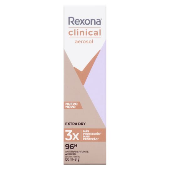 Desodorante Rexona Clinical Extra Dry 3x Mais Proteção 96h Aerossol 91g