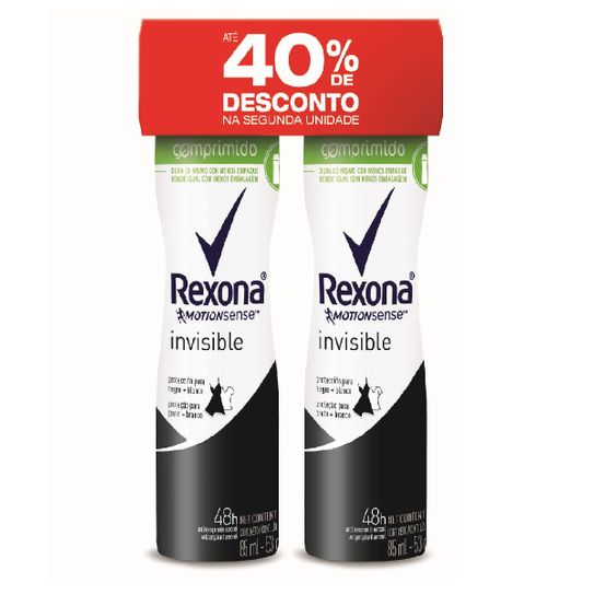 Desodorante Rexona Invisible Aerossol Comprimido 53g com 02 Unidades Preço Especial