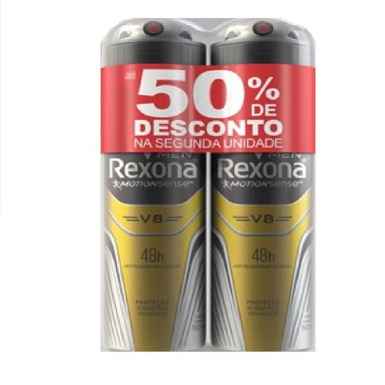 Desodorante Rexona V8 Men Aerosol 90g com 2 Unidades com 50% de Desconto na Segunda Unidade