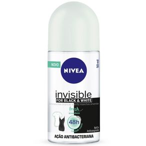 Desodorante Roll On Invisible For Black & White Fresh Nivea 50mL