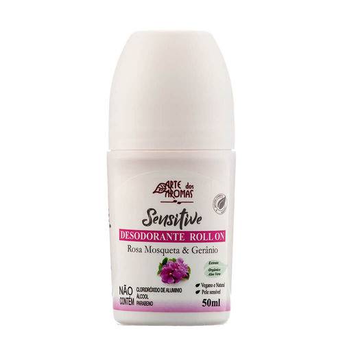Desodorante Roll On Sensitive Rosa Mosqueta & Gerânio 50ml – Arte dos Aroma