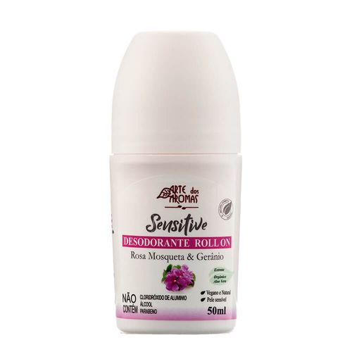 Desodorante Roll On Sensitive Rosa Mosqueta & Gerânio 50ml – Arte dos Aromas