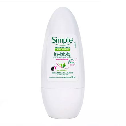 Desodorante Roll-On Simple Invisible Antitranspirante Sem Perfume 50ml