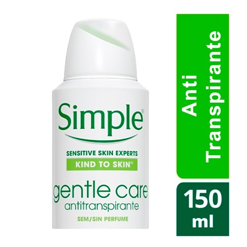 Desodorante Simple Gentle Care Sem Perfume Aerosol Antitranspirante 48h 150ml