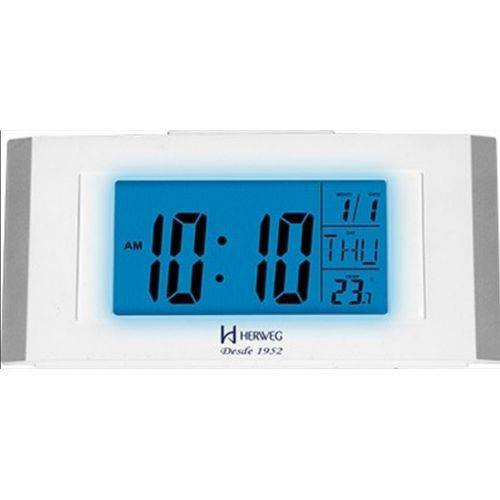 Despertador Digital Herweg Luz Noturna Led com Calendario Termometro Alarme e Snooze