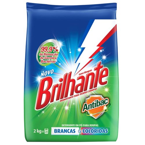 Detergente em Pó Brilhante Antibacteriano 2kg