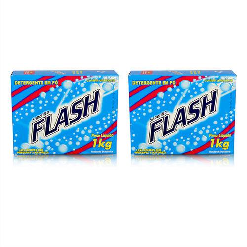 Detergente em Pó Lava Roupas - Sabonito Flash Caixa C/ 2 Uni