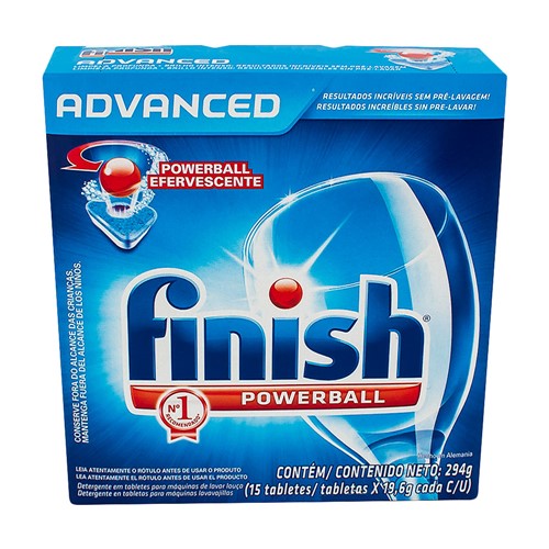 Detergente Finish PowerBall com 15 Unidades de 19,6g Cada