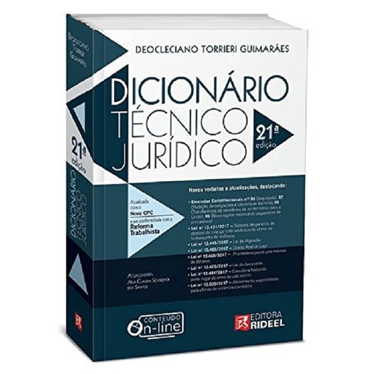 Dicionario Tecnico Juridico - Rideel - 21 Ed