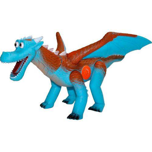 Dinossauro Adijomar Dragon - Articulável com Som - Azul/marrom