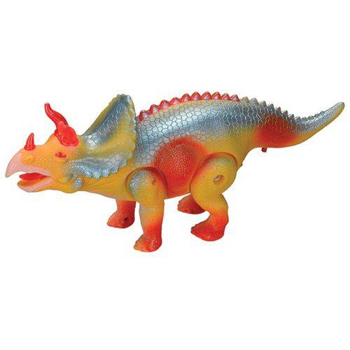 Dinossauro Tricerátops com Som, Luz e Movimento Brinquedo Eletrônico
