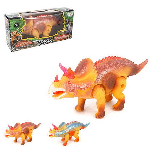 Dinossauro Triceratops Super Poder Colors com Som e Luz a Pilha na Caixa Wellkids