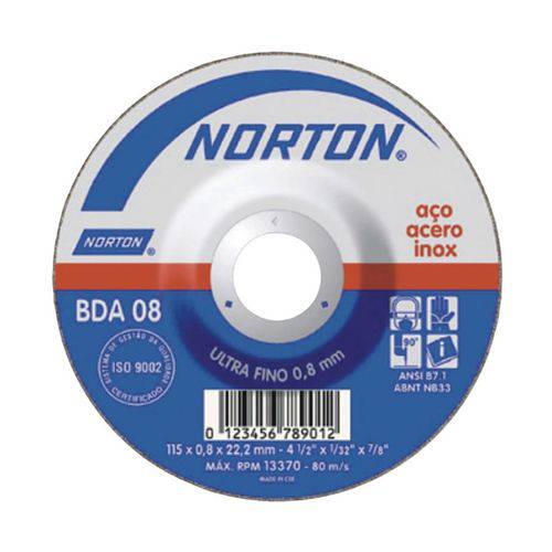 Disco de Corte 4.1|2 X 7|8pol X 0,8mm Inox Bda-08 Norton