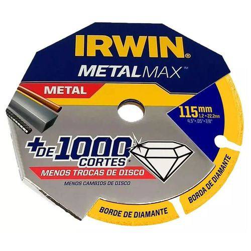 Disco de Corte Diamantado Irwin Metalma X Ag 4.5x7/8