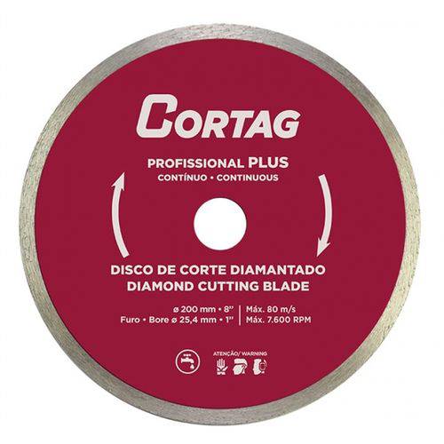Disco de Corte Diamantado Profissional Plus 200mm Cortag.
