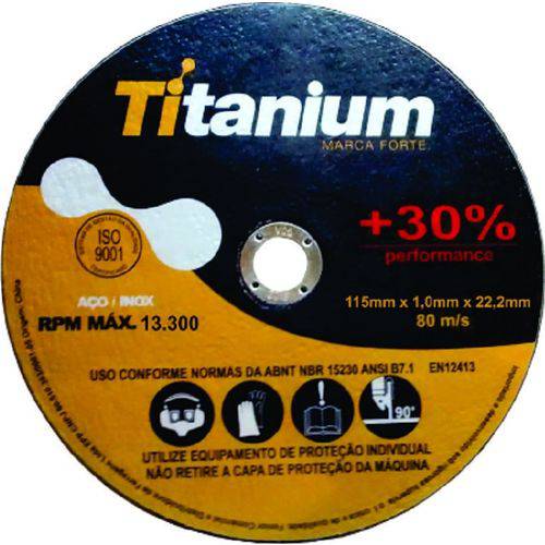 Disco de Corte Fino Inox e Ferro 115mm 100 Discos Titanium