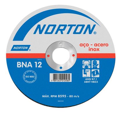Disco de Corte Inoxidável 7'' Norton 177,8x1,6x22,23mm - BNA12 66252832194