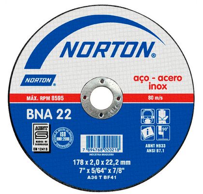Disco de Corte Norton Inoxidável 228,6x2,0x22,22 BNA22 66252926955