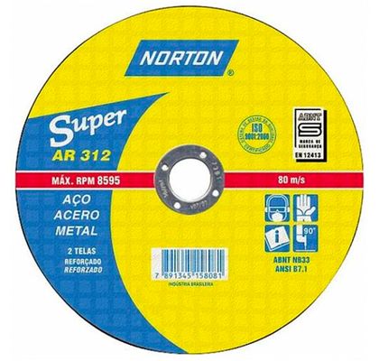 Disco de Corte Norton Super Aço 115x3,0x22,22 AR312 66252842987