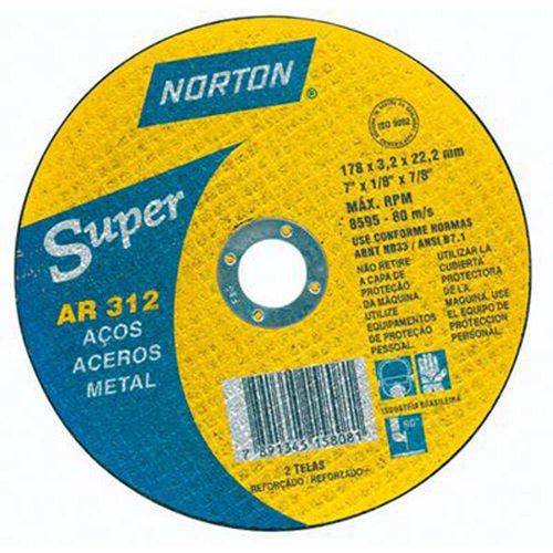 Disco de Corte para Aço Norton Super Ar 312 14" X 1/8" X 1"