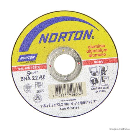 Disco de Corte para Alumínio 180x22,2x2mm BNA22 Norton