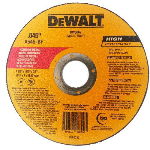 Disco de Corte para Metal e Inox 4. 1/2" X 1,0 X 7/8" Mm - Dewalt