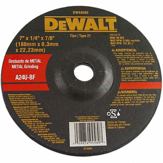Disco de Desbaste para Ferro 7" X 7/8 - Dw44580 - Dewalt