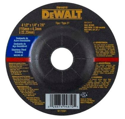 Disco de Desbaste para Inox Dewalt DW44810 4 1/2"X6,3MMX7/8" DW44810