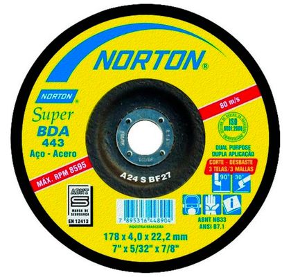 Disco de Desbaste para Metal 7" Norton 117,8x4,0x22,23mm - BDA443 66252841190